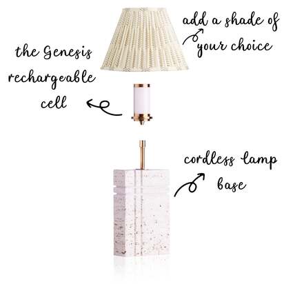 Criss Cross rechargeable table lamp in natural marble