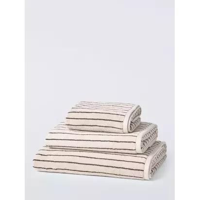 John Lewis Egyptian Cotton Stripe Towels Cocoa | H2.50 x W70 x D135cm