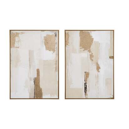 Set of 2 Minimal Luxe Abstract Framed Canvases