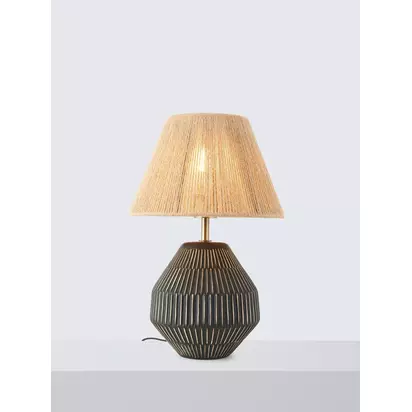 John Lewis Linear Ceramic Table Lamp, Charcoal Charcoal | H41.5 x W28 x D28cm