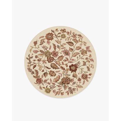 Anonna Burgundy Multicolour Flatwoven Rug - 185 Round cm - Rug + Cushioned Pad System