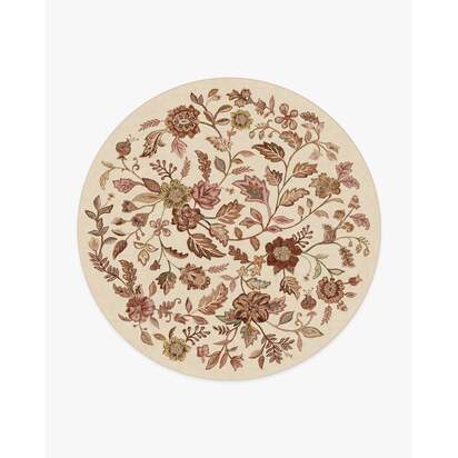 Anonna Burgundy Multicolour Flatwoven Rug - 245 Round cm - Rug + Cushioned Pad System
