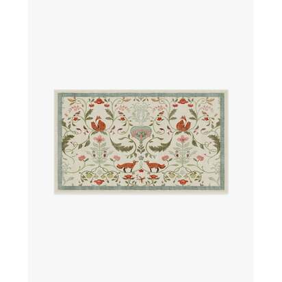 Foxfen Ivory Multicolour Flatwoven Rug - 90 x 150 cm - Rug + Pad System