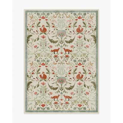 Foxfen Ivory Multicolour Flatwoven Rug - 150 x 215 cm - Rug + Cushioned Pad System