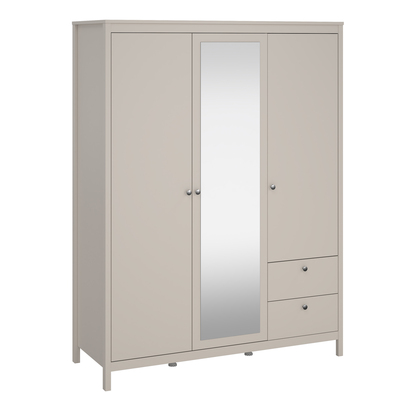 Riverton Wardrobe with 2 Doors + 1 Mirror Door + 2 Drawers in Cashmere