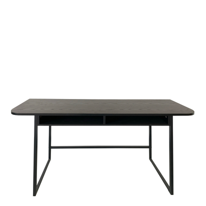 Huxham 3 Console Table With Open Shelf and Oak Top in Black
