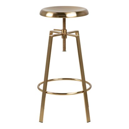 Huxley Bar Stool Without Back in Gold Brushed Steel With Adjustable Height