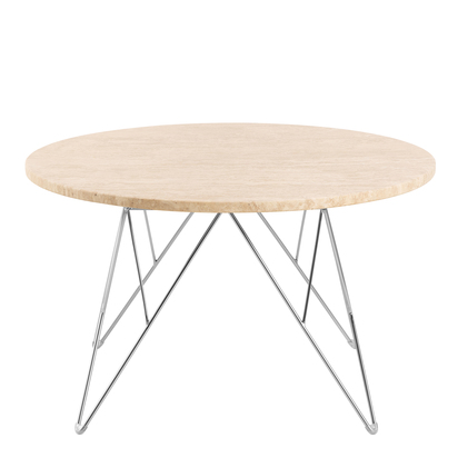 Osbourne 2 Round Coffee Table in Matt Beige and Chrome Steel Base 80x46.4cm