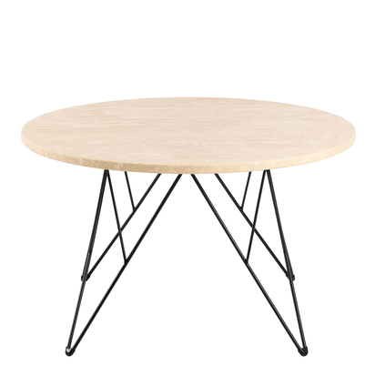 Osbourne 2 Round Coffee Table in Matt Beige and Matt Black Coated Steel Base 80x46.4cm