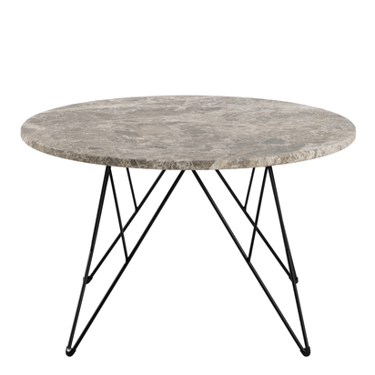 Osbourne 2 Round Coffee Table in Brown Marble and Matt Black Coated Steel Base 80x46.4cm