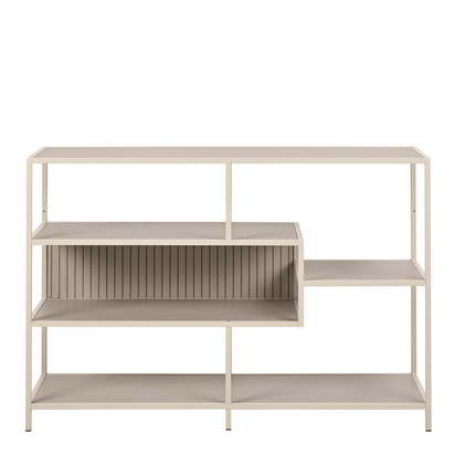 Rowan Wide Grey Steel Bookcase With 4 Grey Melamine Shelves