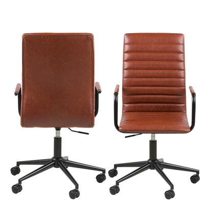 Avery 4 Swivel Desk Chair With Adjustable Height Function in Vintage Brandy