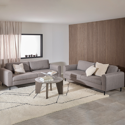 Wentworth Set of 2 x 3 Seater Sofas in Basel Light Grey Brown Fabric