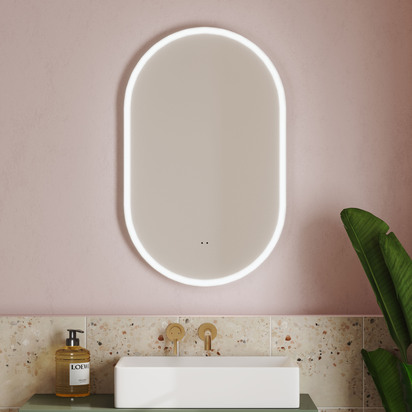 Billy LED Illuminated Oval Mirror with Demister Pad & Colour Change Lights - 500 x 800mm