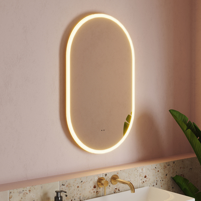 Billy LED Illuminated Oval Mirror with Demister Pad & Colour Change Lights - 500 x 800mm