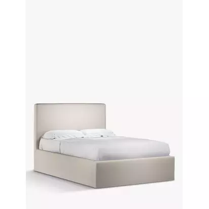 John Lewis Emily Ottoman Storage Upholstered Bed Frame, King Size Cotton Effect Beige | H110 x W164 x D224cm