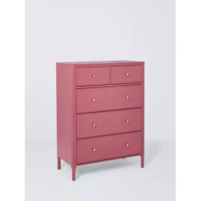 John Lewis Pillar 5 Drawer Chest, Blue Rosehip | H12.10 x W91 x D46cm