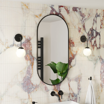 Billy Oval Matt Black Framed Mirror - 500 x 1000mm