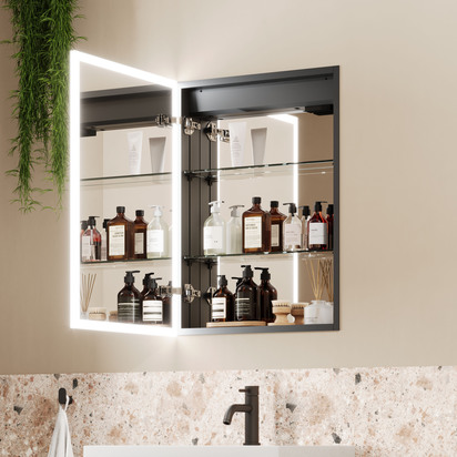 Harbour Glow Recessed Single Door LED Bathroom Mirror Cabinet - 500 x 700mm