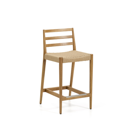 Analy stool backrest solid oak wood natural-tone finish and rope seat 65â€¯cm FSC 100%.
