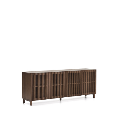 Beyla sideboard with 4 doors in ash veneer and solid ash wood with walnut-tone finish 180