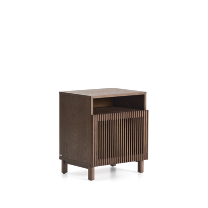 Beyla bedside table in ash veneer and solid ash wood with walnut finish 53 x 62.5cm FSC 10