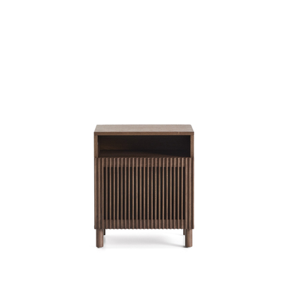 Beyla bedside table in ash veneer and solid ash wood with walnut finish 53 x 62.5cm FSC 10