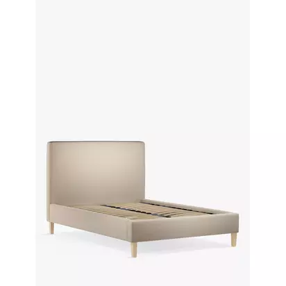 John Lewis Emily Upholstered Bed Frame, Small Double Brushed Tweed Beige | H110 x W134 x D210cm