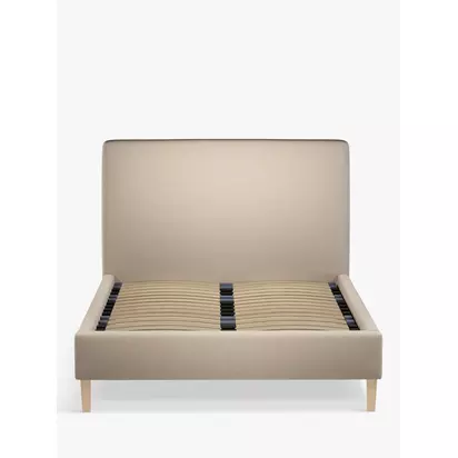 John Lewis Emily Upholstered Bed Frame, Small Double Brushed Tweed Beige | H110 x W134 x D210cm