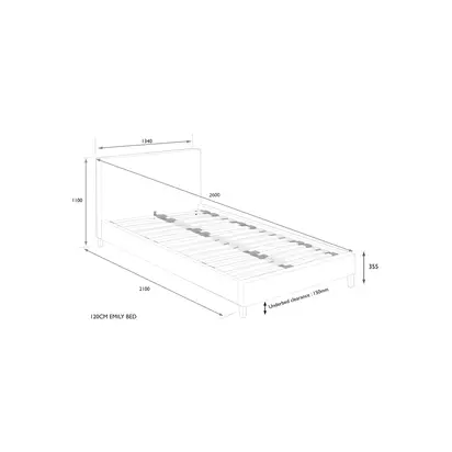 John Lewis Emily Upholstered Bed Frame, Small Double Brushed Tweed Beige | H110 x W134 x D210cm