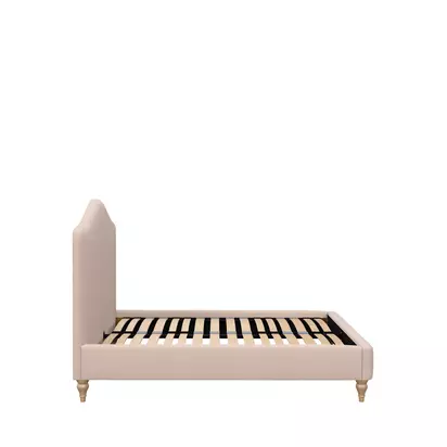 John Lewis Alice Upholstered Bed Frame, Double Cotton Effect Pink | H133.50 x W148.50 x D202.50cm
