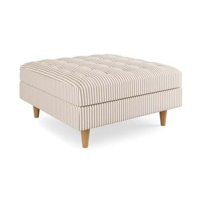 Zoe Pinstripe Fabric Square Storage Footstool