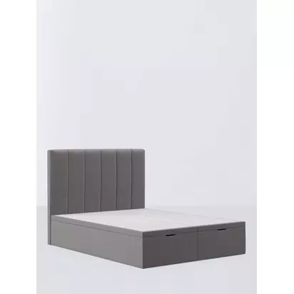 John Lewis Avon Ottoman Storage Bed Frame, Double Wool Blend Grey | H120 x W136 x D198cm