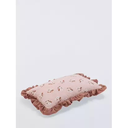 John Lewis Frill Flower Cushion, Multi Multi | H10 x W20 x D40cm