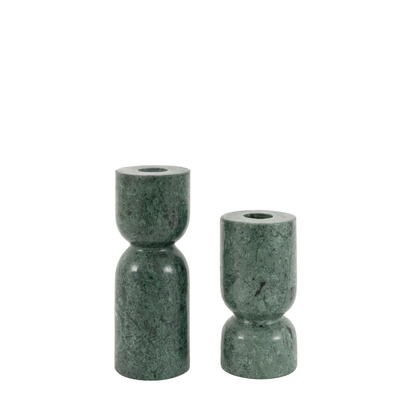 Studio Taraza Marble Candlesticks Green S/2 100/150mm