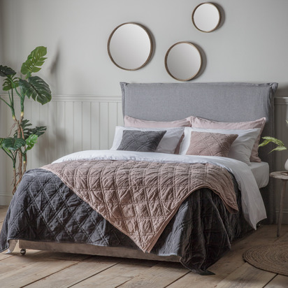 Hartworth Cotton Velvet Bedsp Blush
