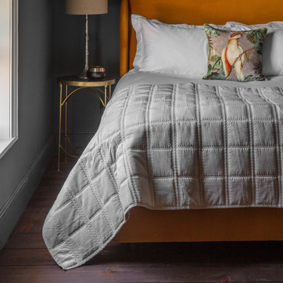 Hartworth Cotton Velvet Bedsp Grey