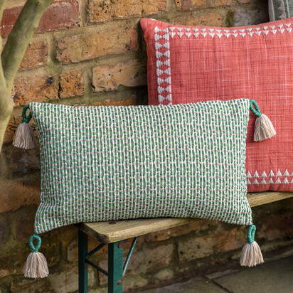 Isla Woven Cushion Green 300x500mm
