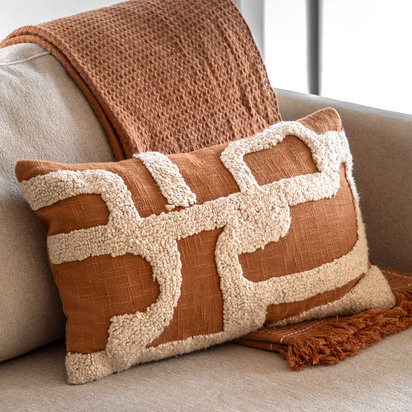 Dencombe Embroidered Cushion Apricot 300x500mm Feather Filled