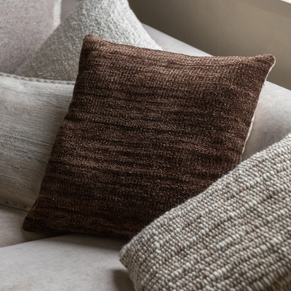 Dengate Chenille Cushion Brown Feather Filled