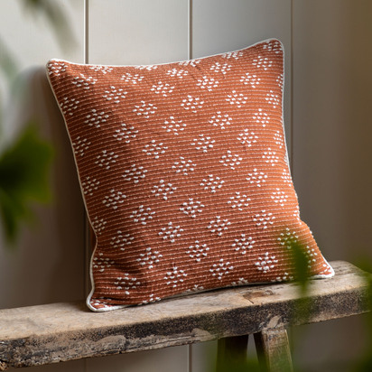 Eastmore Woven Cushion Terracotta Poly Filled