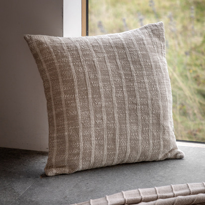 Faircombe Stripe Cushion Sand 450x450mm Poly Filled