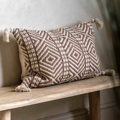 Ledley Woven Cushion Cream 400x600mm Feather Filled