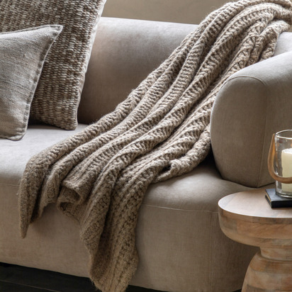 Elmfield Melange Knit Throw Oatmeal