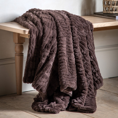 Studio Textured Rabbit Faux Fur Throw Brown 1300x1700mm