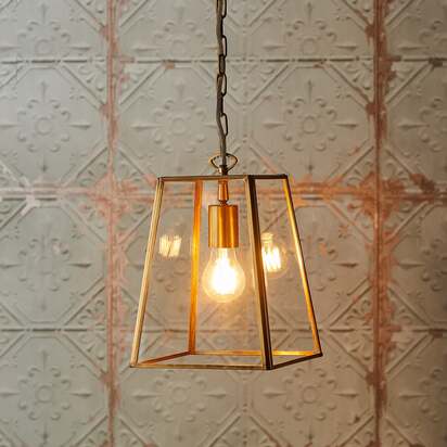 regular Luxor lantern in brass and clear glass