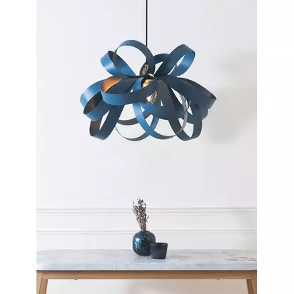 Tom Raffield Cove Skipper Pendant Ceiling Light, Dia.62cm Falmouth Blue | H40 x Dia.62cm