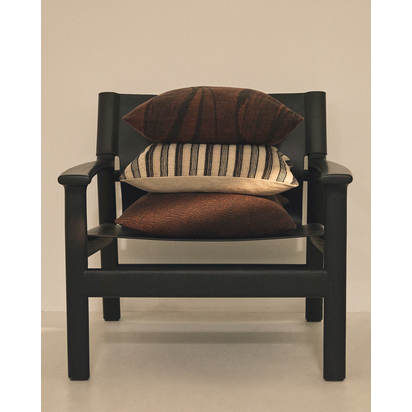 Frilo cushion cover in brown cotton and linen jacquard 50 x 50 cm
