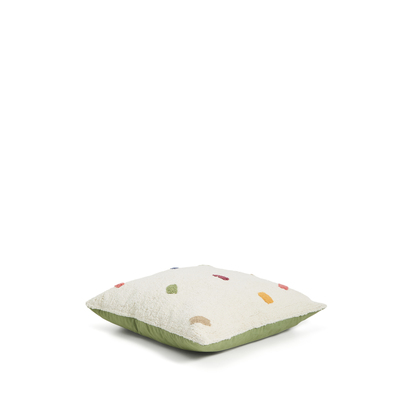 Epifania floor cushion cover 100% white cotton with multicolour dots