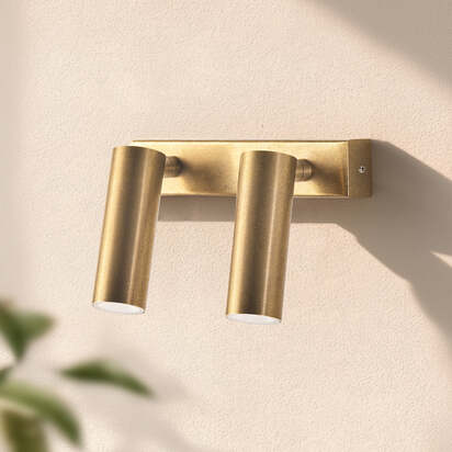 Double Austell IP54 spotlight in brass